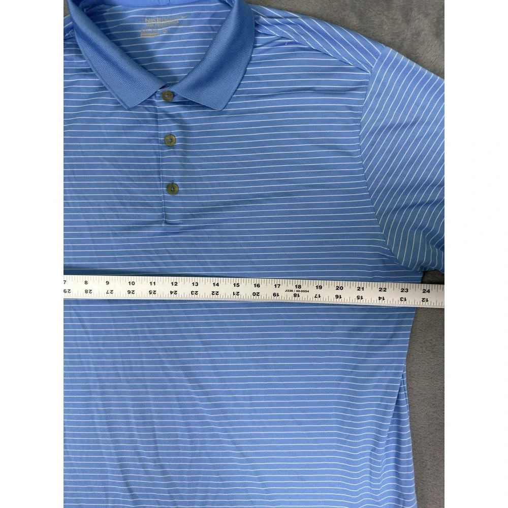 Nike Golf Tour Performance Polo Shirt Mens XL Blue Striped Dri Fit‎ Short Sleeve